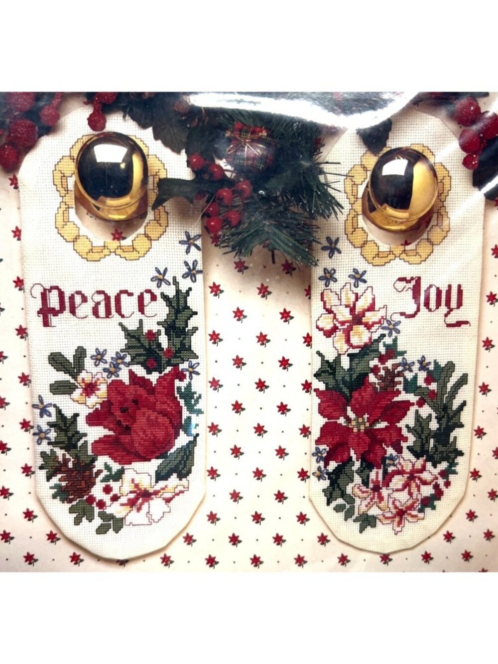 Joy And Peace Floral Doorknob Decor Cross Stitch Kit Set Of 2